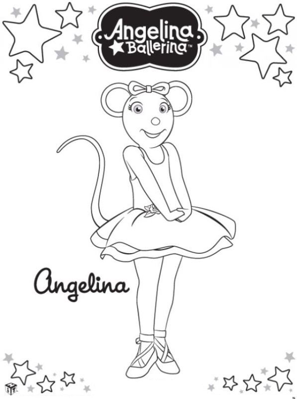 Print Angelina Ballerina kleurplaat